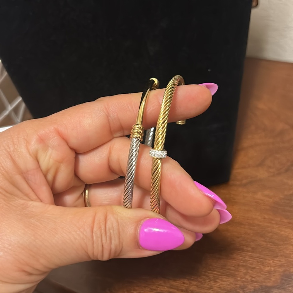 Elegant Gold and Silver Cable Bracelets